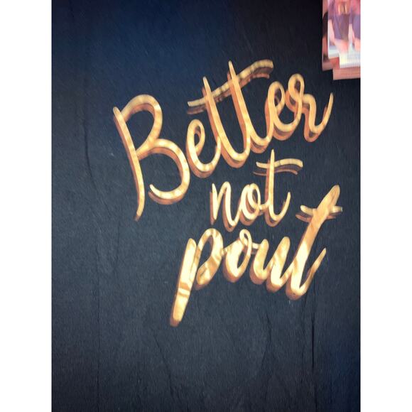 NWT Charlie Paige "Better Not Pout" Black Gold Lettering Nightgown Size L/XL - Picture 2 of 7